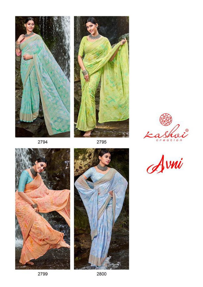 Kashvi Avni New Fancy Casual Wear Georgette Designer Saree Collection